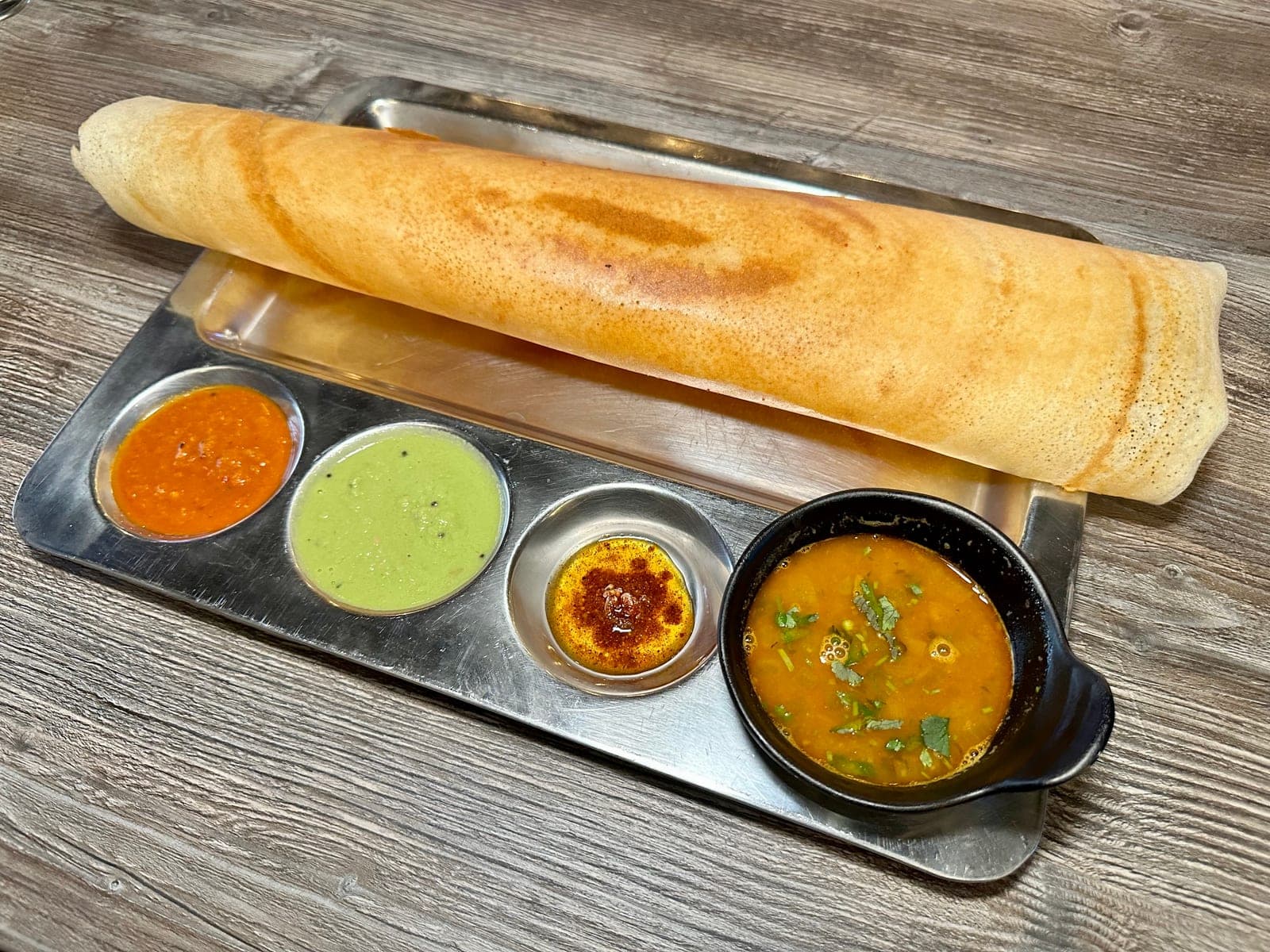 Masala dosa platter at Mint Indian Bistro