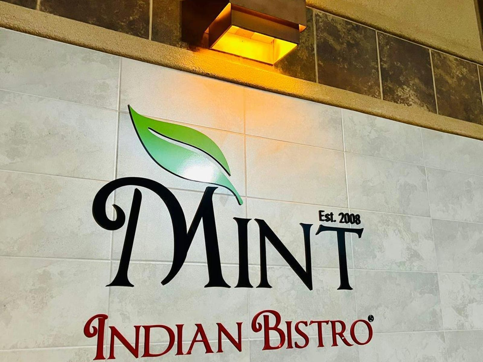Mint Indian Bistro Est. 2008 wall sign at Flamingo Las Vegas